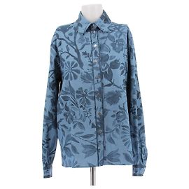 Leonard Blue Printed Cotton Shirt Blue
