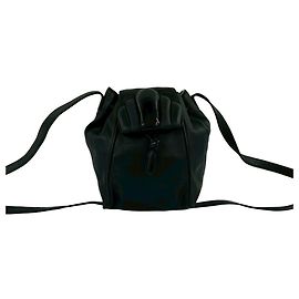 Loewe Vintage Logo Leather Mini Drawstring Shoulder Bag Black