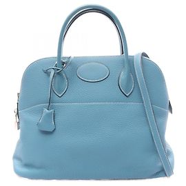 Hermès Hermes Bolide 35 Blue Jean Handbag Blue
