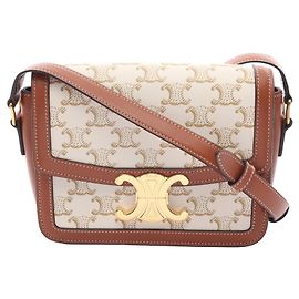 Céline Borsa a tracolla Celine Teen Triomphe Marrone Bianco Beige