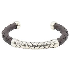 Bottega Veneta Intrecciato Bangle Brown Silvery