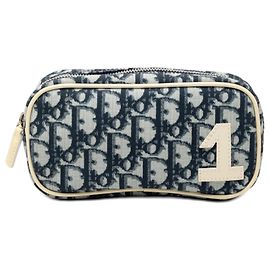 Dior Blue Diorissimo Trotter Coated Canvas Cosmetic Pouch Blue Navy blue
