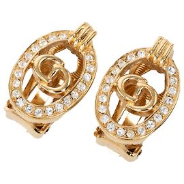 Orecchini a clip Dior Gold placcati oro con logo CD e strass D'oro
