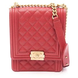 Borsa a tracolla Chanel Boy Matelassé Rosso