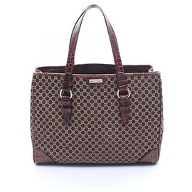 Céline Celine Macadam Embossed Tote Bag Brown