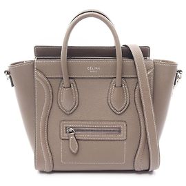 Céline Bolsa 2-Way Celine Luggage Nano Shopper Marrom