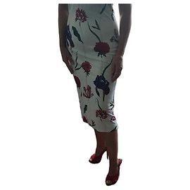 Gianfranco Ferré Robe d'été fleurie blanche Blanc Rouge Multicolore