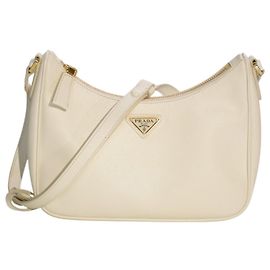 Prada Bianco 1 Bolsa de ombro em couro Saffiano Lux 1BC204 Branco