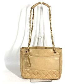 CHANEL Vintage Matelassé gesteppte Leder Tote Bag Beige