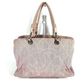 Bolso de hombro de algodón rosa Chanel Rosa