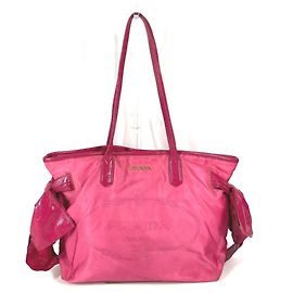 Prada Pink Nylon Shoulder Tote Bag Pink