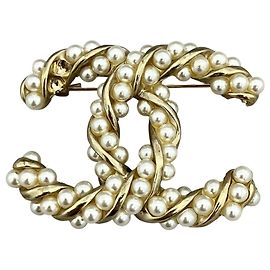 Broche Chanel plaquée or Doré