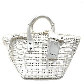 Bolsa de ombro em couro envernizado Balenciaga Branco