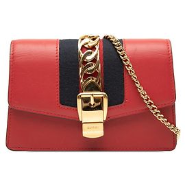 Gucci Sylvie Mini Chain Shoulder Bag Red Multiple colors