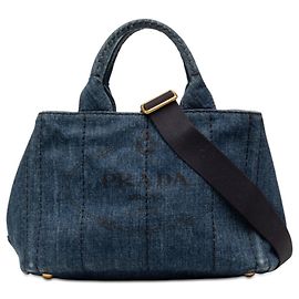 Prada Canapa Handbag in Blue Denim Blue