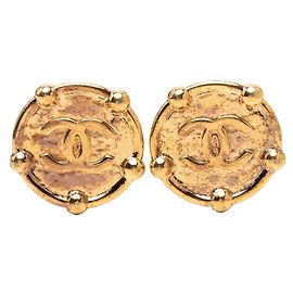 Orecchini tondi Chanel Vintage Coco Mark D'oro