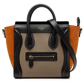 Céline Bolsa Celine Luggage Nano Shopper Marrom Preto