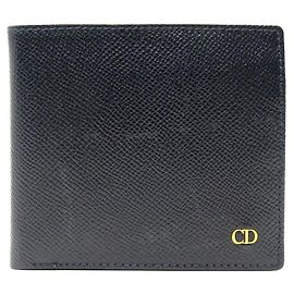 Christian Dior DIOR HOMME GRAINED LEATHER BILLFOLD CARD HOLDER BLUE Navy blue