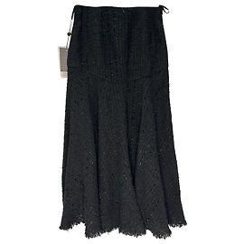 Alexander McQueen Midi-Rock aus schwarzer Baumwolle mit Raw-Edge-Trim Schwarz