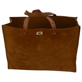 Sac cabas Large Mortimer Anya Hindmarch en daim marron Marron Rouge