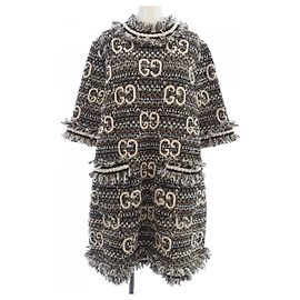 Vestido de mezcla de cachemira Gucci Negro Blanco Beige