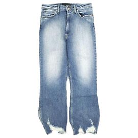 Autre Marque 3×1 EMPIRE CROP FLARE Cotton Polyurethane Denim Pants Blue