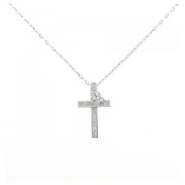 Autre Marque Collana con pendente a fiore a croce con diamanti Au750 Argento