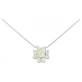 Autre Marque Platin-Diamant-Halskette Silber