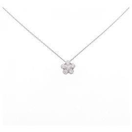 Autre Marque Platin-Blumendiamant-Halskette Silber