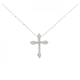 Autre Marque Au750 Cross Diamond Halskette Silber