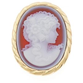 Autre Marque Broche Pendentif 2-en-1 en Agate Cameo Au750 Doré