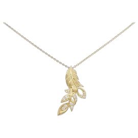 Autre Marque Collar de Pluma de Diamantes Au750 Dorado