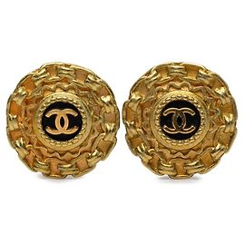 Orecchini Chanel Coco Mark Vintage Nero D'oro