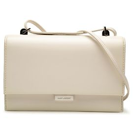 Bolsa tiracolo Saint Laurent em couro branco com aba Branco