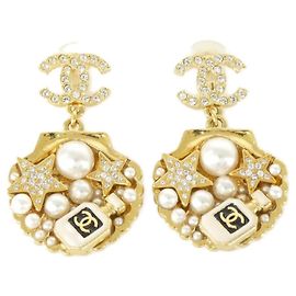 Orecchini a clip Chanel ABF071 Nero Bianco D'oro