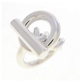 Hermès Hermes Croisette Band Ring Silvery