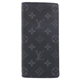 Louis Vuitton Monogram Eclipse Portefeuille Brazza Wallet Black