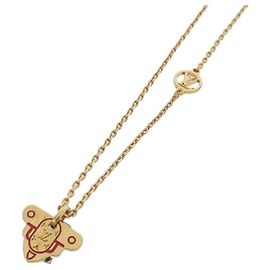 Colar Rocky Louis Vuitton M62809 Prata Vermelho Dourado