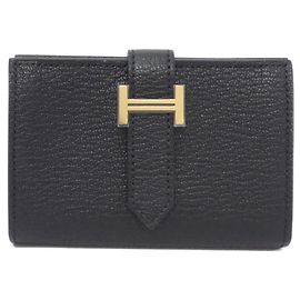 Hermès Hermes Bearn Mini Wallet Black Golden