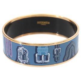 Hermès Bracelet jonc Hermes HERMES Email GM Bleu Multicolore Doré