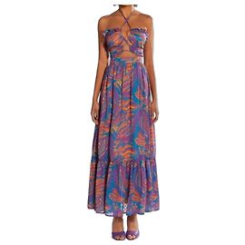 Autre Marque Robe longue à imprimé paisley Mallory THE LABEL Rose Bleu Orange Violet