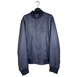 Giacca Teddy in pelle blu navy Louis Vuitton SS15 Kim Jones Christopher Nemeth Blu navy Blu scuro