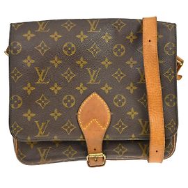 Louis Vuitton Cartouchiere Handbag Monogram Canvas GM Brown