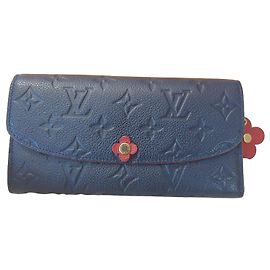 Louis Vuitton Cartera Emilie Flower Empreinte Cuero Marine Rouge Roja Azul oscuro