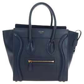 Céline Celine Luggage Smooth Leather Medium Navy blue