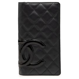 Cartera larga plegable Chanel Cambon Line Negro Rosa