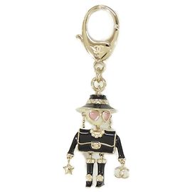 Portachiavi Chanel ABG014 Nero Rosa Bianco