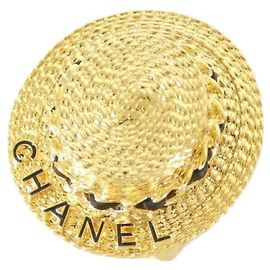 Broche Chanel Preto e Dourado Preto Dourado
