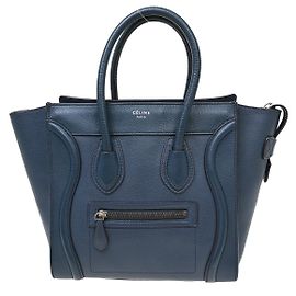 Céline Celine Luggage Bag Glattleder Mini Blau