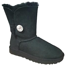 UGG Bailey Button Bling Shearling Boots - Black Black
